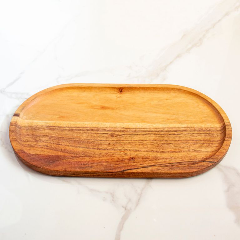 Acacia Wood Elliptical Tray | Byora Homes | Brown | Acacia Wood