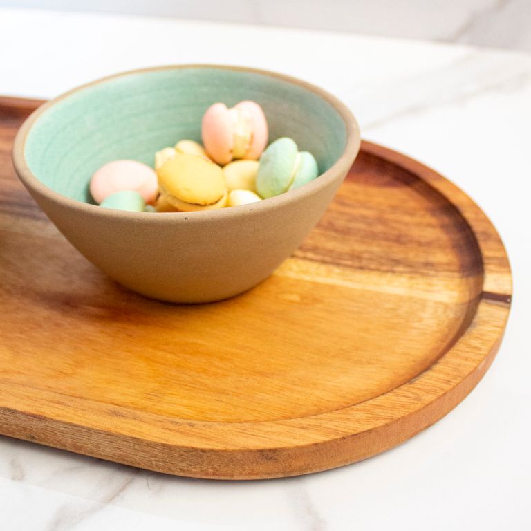 Acacia Wood Elliptical Tray | Byora Homes | Brown | Acacia Wood