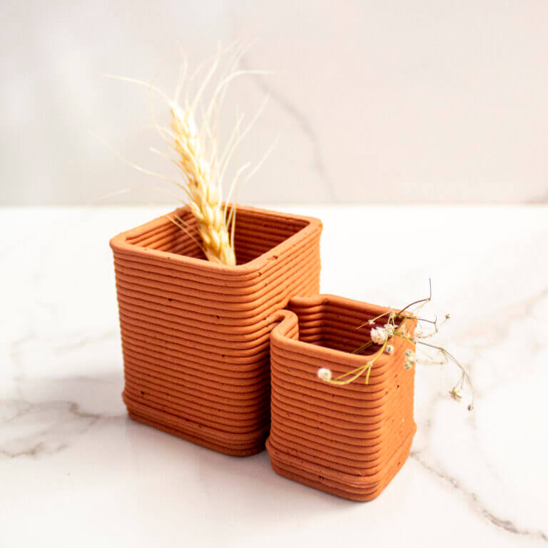 Terracotta Cubicles Vase | Byora Homes | Terracotta