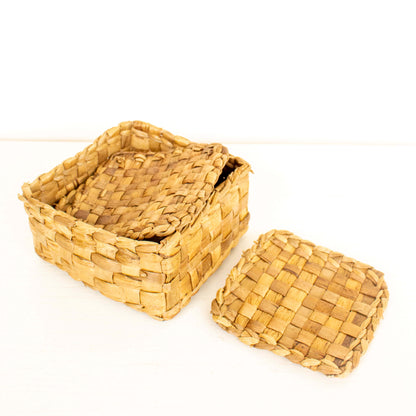 Sq. Weave Coasters | Byora Homes | Brown | Water Hyacinth