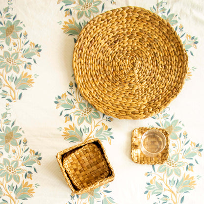 Sq. Weave Coasters | Byora Homes | Brown | Water Hyacinth