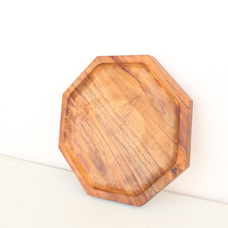 The Octagonal Platter | Byora Homes | Brown | Acacia Wood