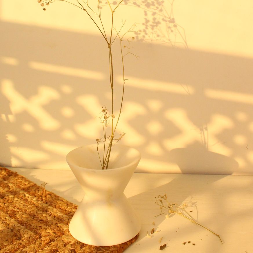 Dumroo Vase | Byora Homes | White | White Indian Marble