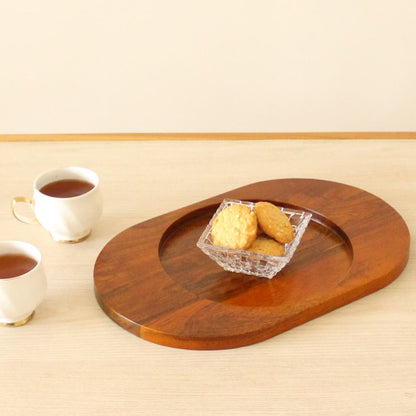 Oval Ellipse Serving Tray | Byora Homes | Brown | Mango Wood