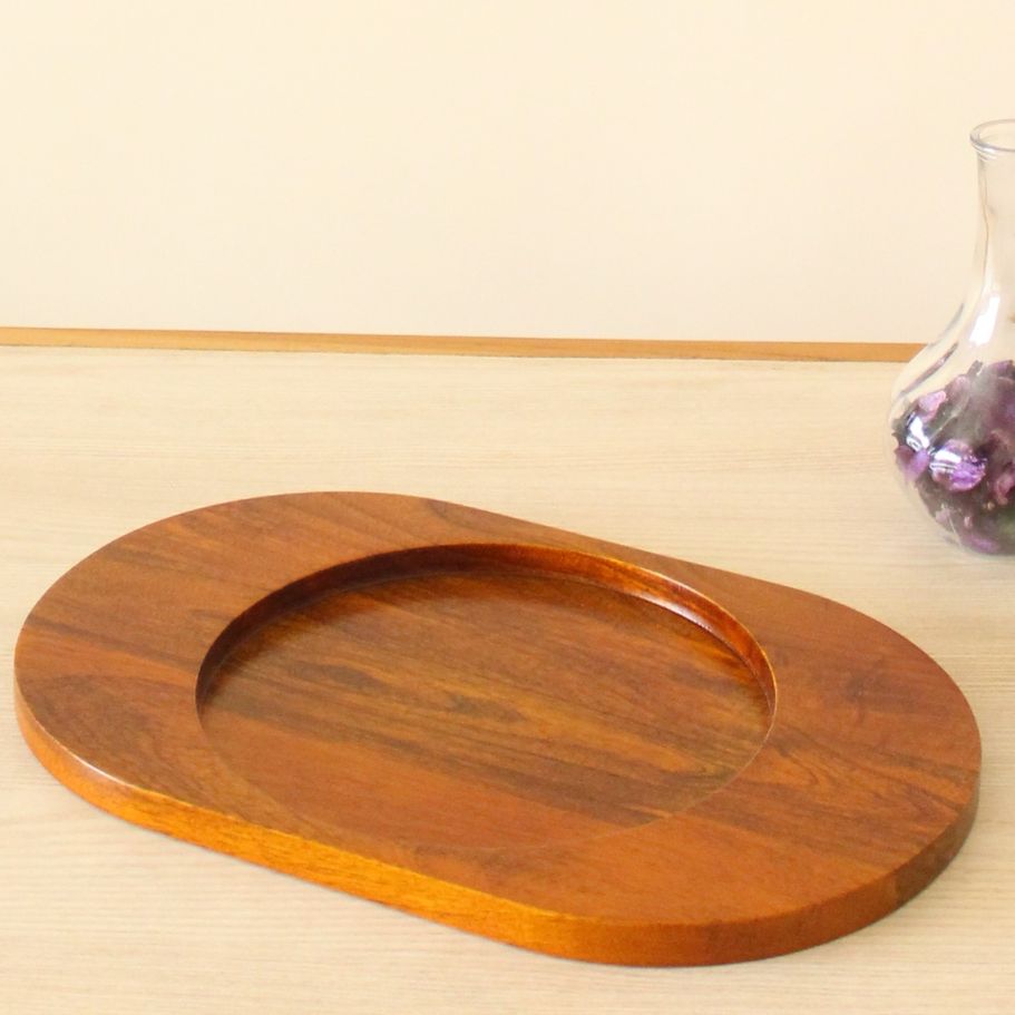 Oval Ellipse Serving Tray | Byora Homes | Brown | Mango Wood