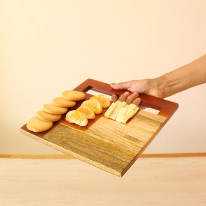 Staircase Mango Wood Cheese Platter | Byora Homes | Brown | Mango Wood