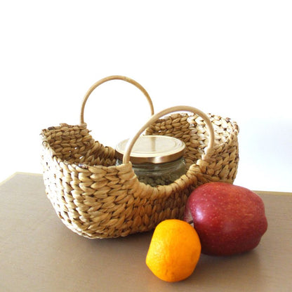 Cane Handle Weaver Basket | Byora Homes | Brown | Water Hyacinth