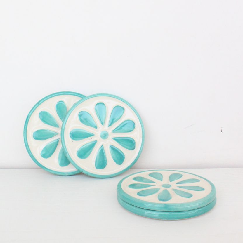 Flower Ceramic Coasters | Set of 4 | Ceramic