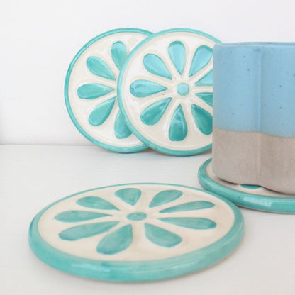 Flower Ceramic Coasters | Set of 4 | Ceramic