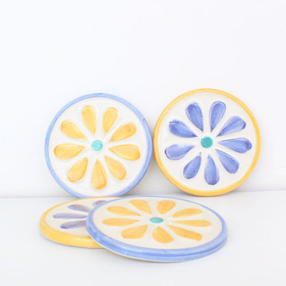 Colorful Flower Ceramic Coasters | Set of 4 | Ceramic