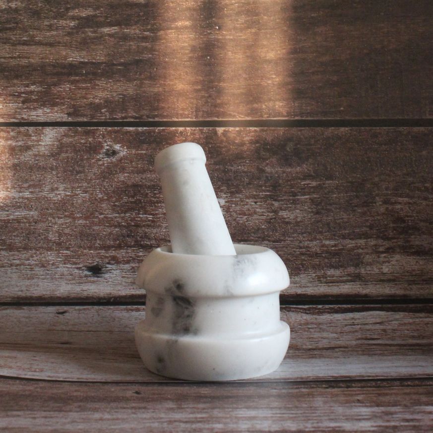 Mini Concentric Mortar and Pestle | Byora Homes | White | White Indian Marble