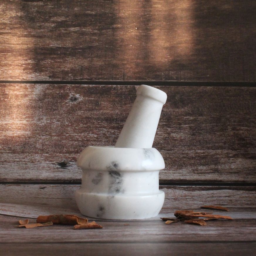 Mini Concentric Mortar and Pestle | Byora Homes | White | White Indian Marble