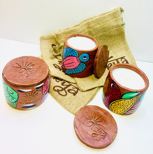 Pack of Three - Single Wick Scented Candle in Jute Bag