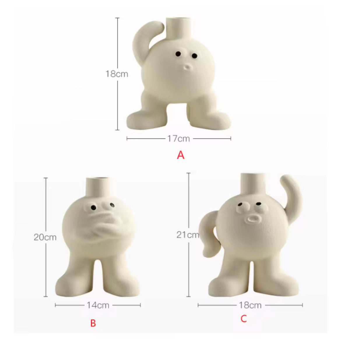 Big feet Flower vase hugging chest