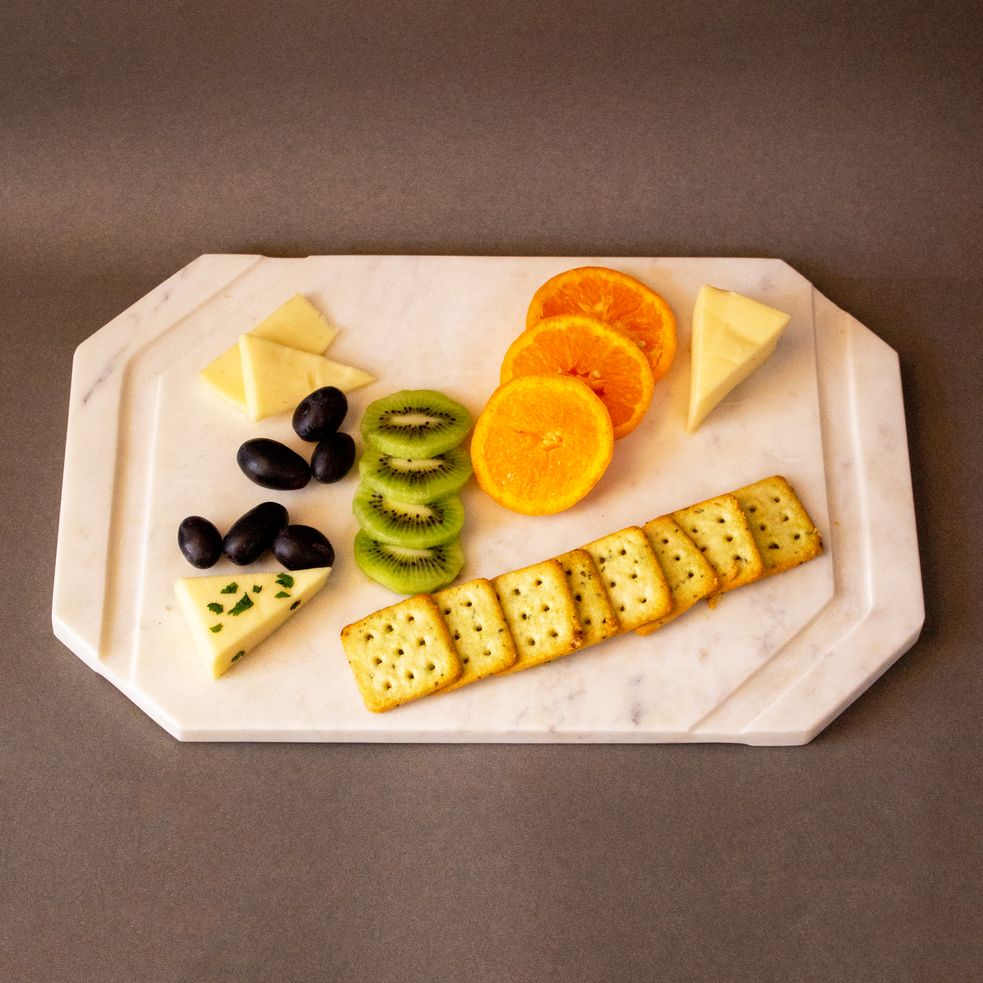 White Furrow Marble Cheese Platter | Byora Homes | White | White Indian Marble