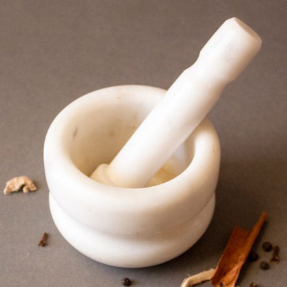 Concentric Mortar and Pestle | Byora Homes | White | White Indian Marble