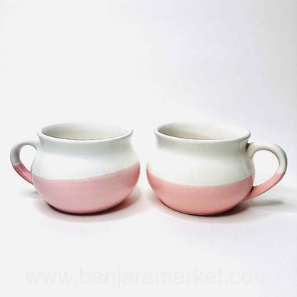 Banjara Market | Pink-White Soup Cups (Set of 2)