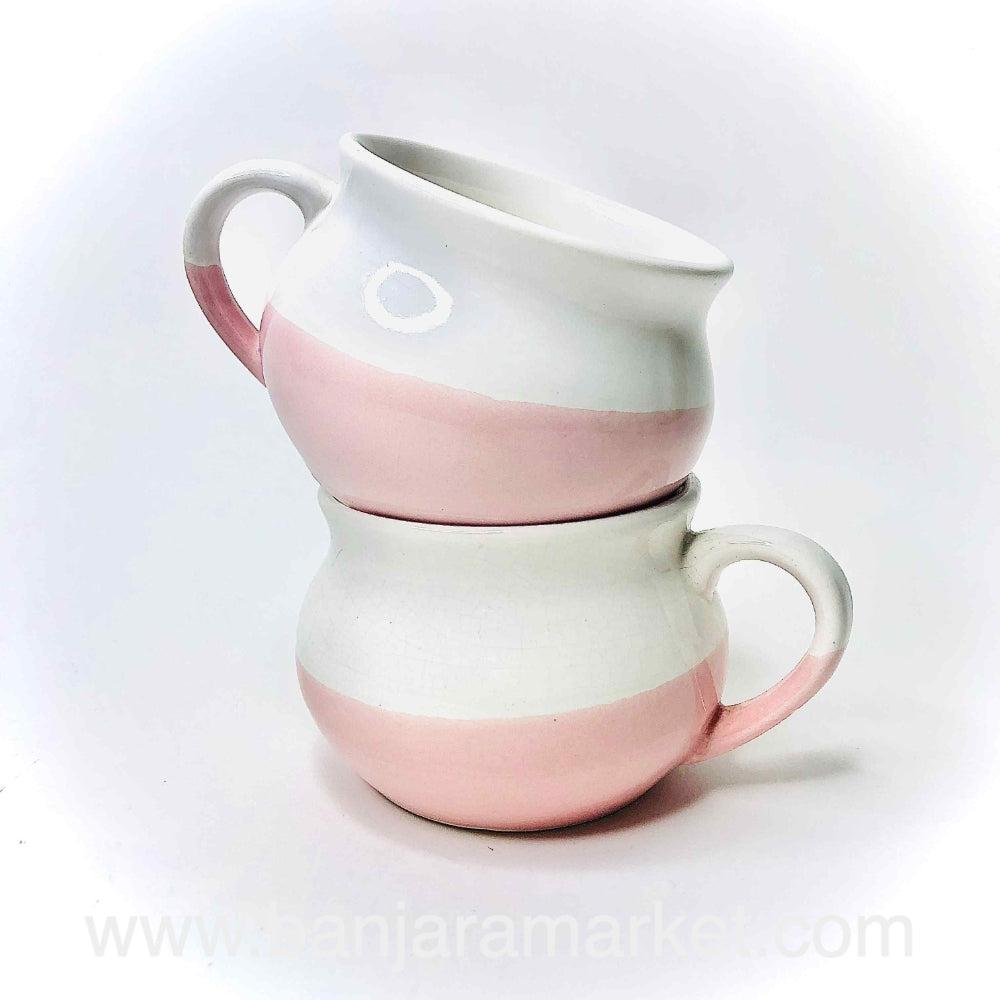 Banjara Market | Pink-White Soup Cups (Set of 2)