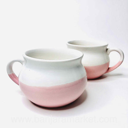 Banjara Market | Pink-White Soup Cups (Set of 2)