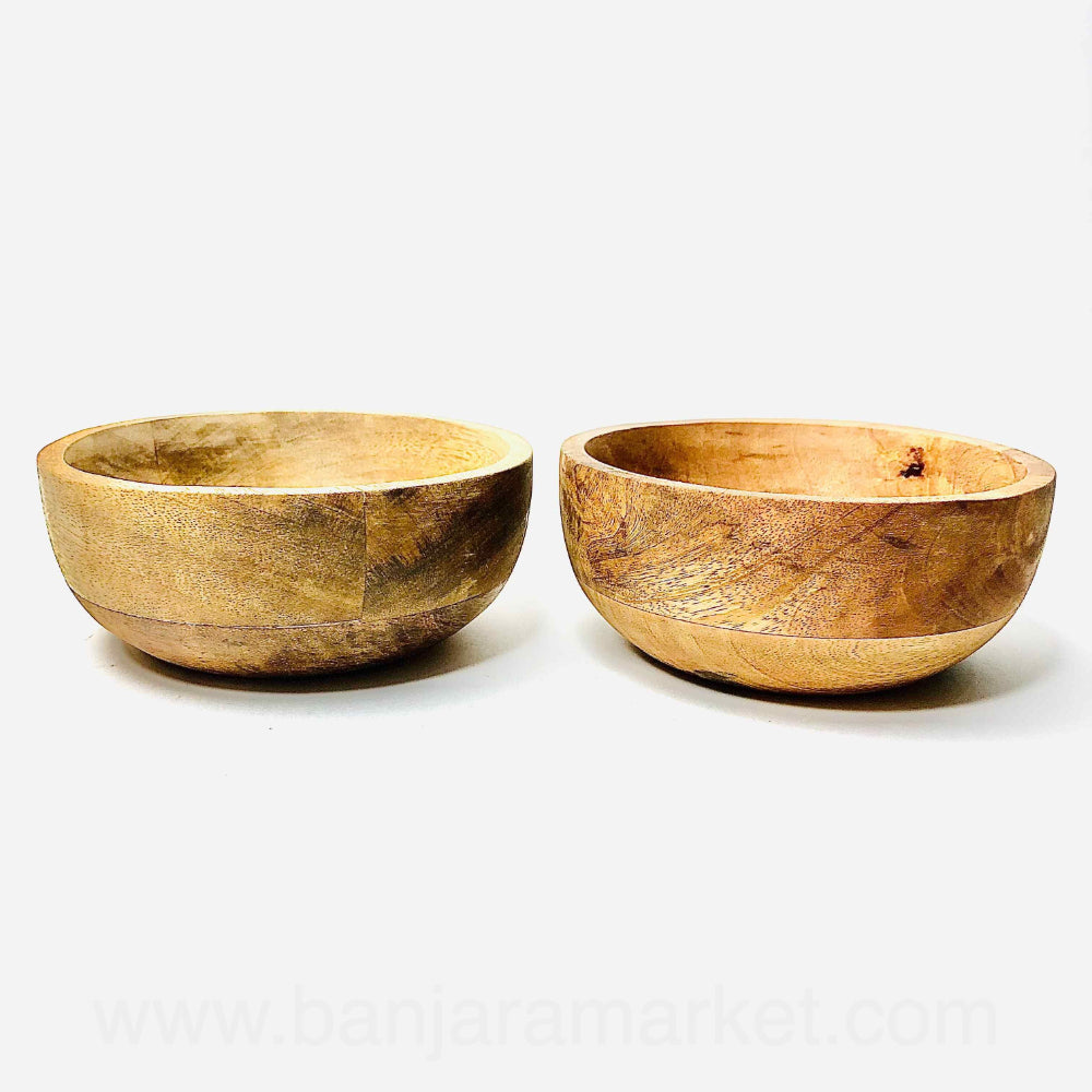 Banjara Market | Rustic Wooden Bowls (Set of 2)