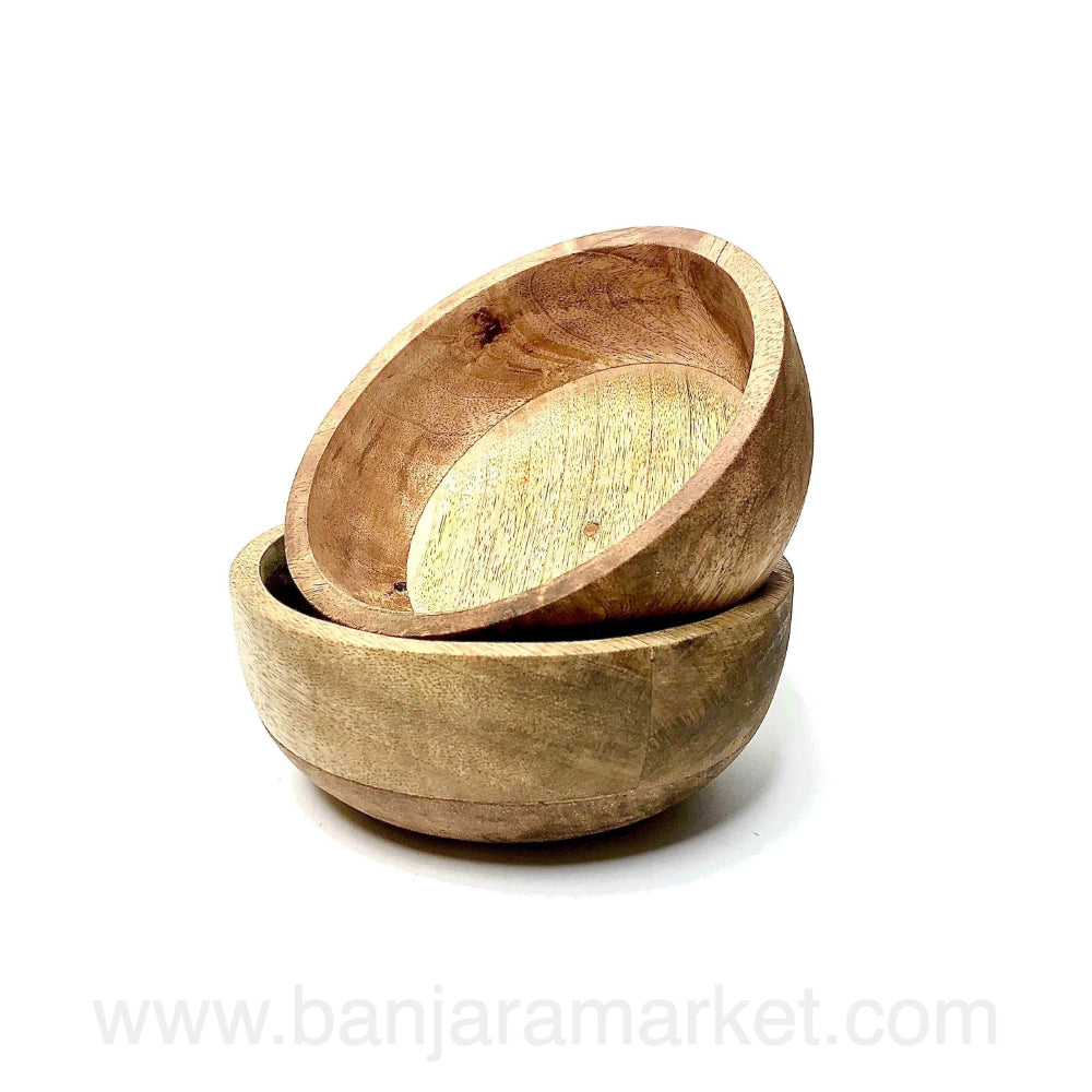 Banjara Market | Rustic Wooden Bowls (Set of 2)