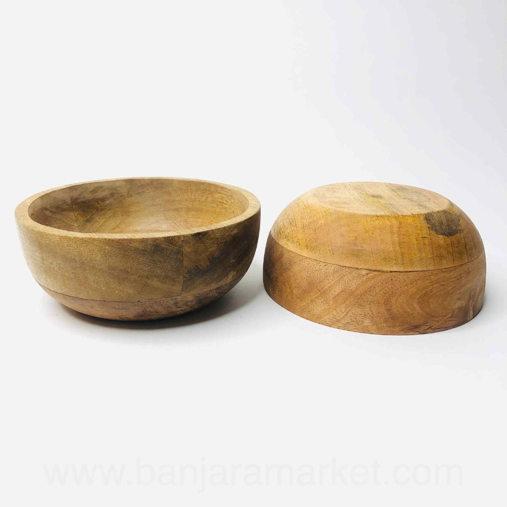 Banjara Market | Rustic Wooden Bowls (Set of 2)