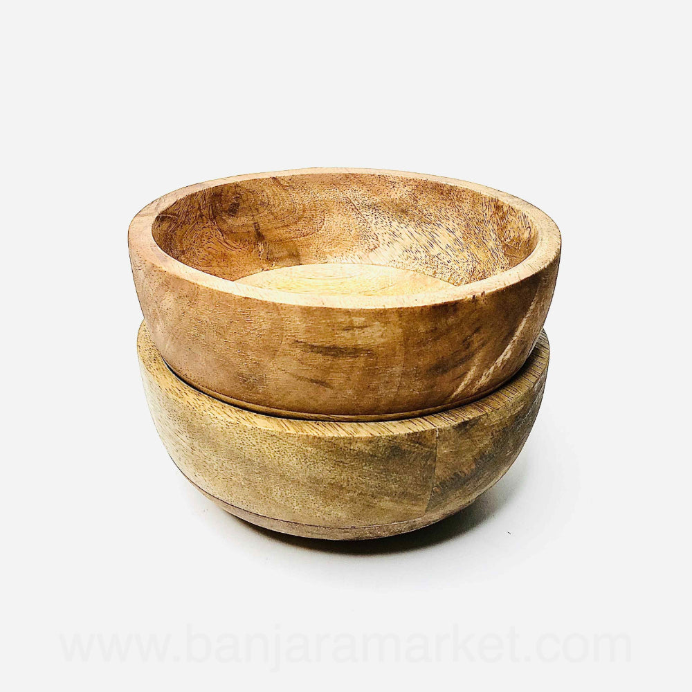 Banjara Market | Rustic Wooden Bowls (Set of 2)