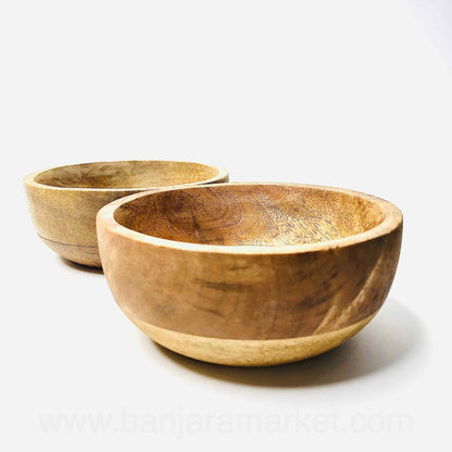 Banjara Market | Rustic Wooden Bowls (Set of 2)