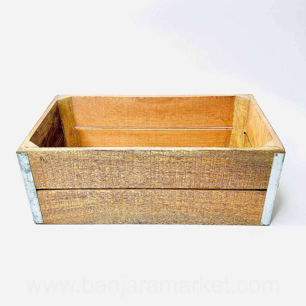 Banjara Market | Big Rustic Rectangle Wooden Organizer