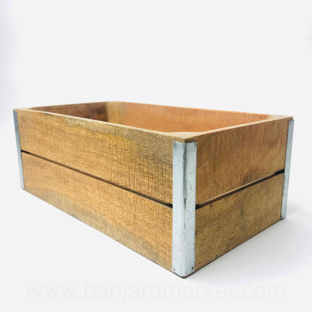 Banjara Market | Big Rustic Rectangle Wooden Organizer