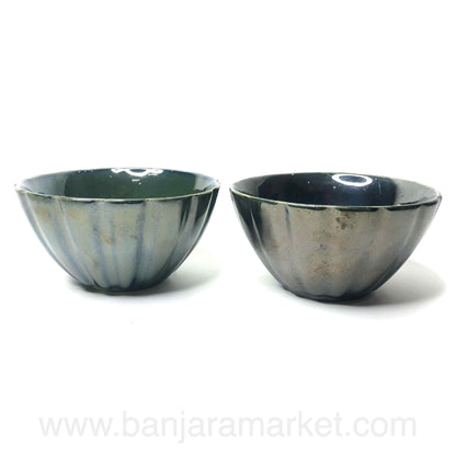 Banjara Market | Metallic Green Big Serving Bowls (Set of 2)