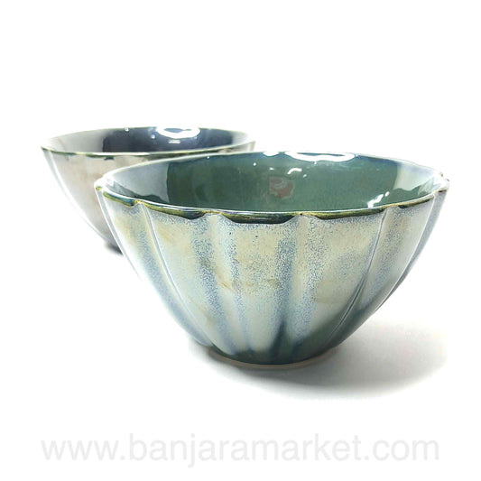 Banjara Market | Metallic Green Big Serving Bowls (Set of 2)