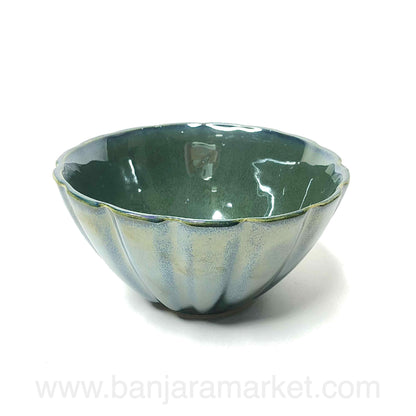 Banjara Market | Metallic Green Big Serving Bowls (Set of 2)