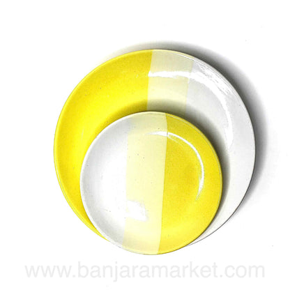 Banjara Market | Yellow-White Dual Tone Dinner Set (Set of 12)