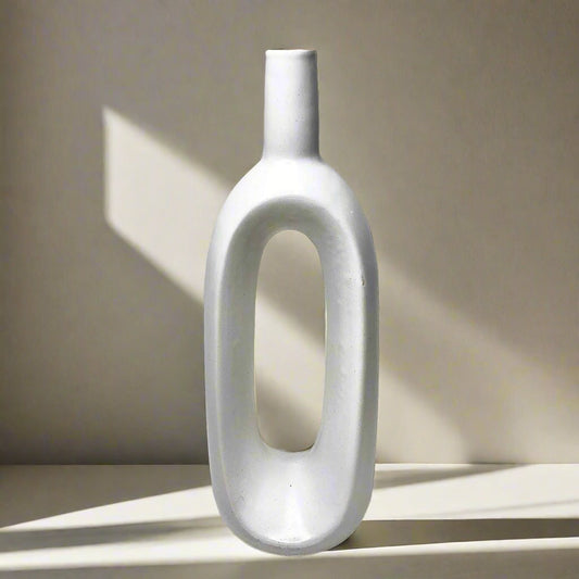 Banjara Market | White Hollow Loop Vase