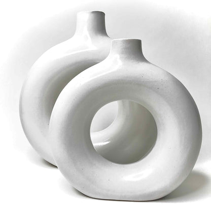 Banjara Market | White Donut Vases (Set of 2)