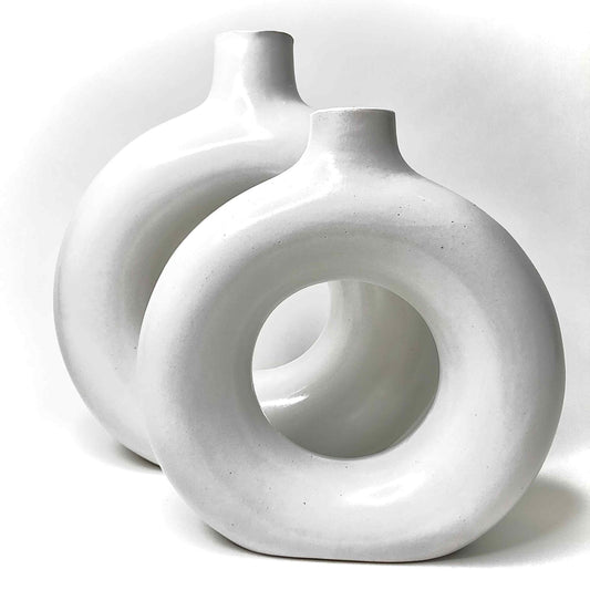 Banjara Market | White Donut Vases (Set of 2)