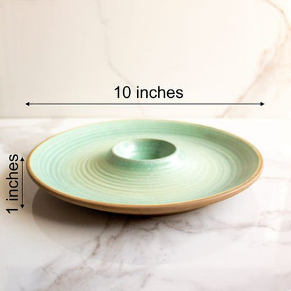 Inside Out Chip and Dip Platter | Byora Homes | Green | Stoneware Ceramic