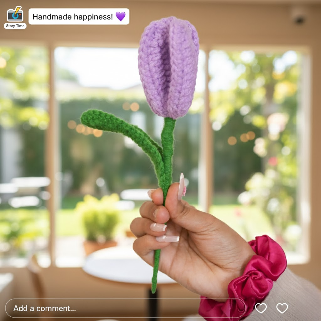 Handcrafted Tulip Crochet – Light Purple Forever Flower | ArteCasa