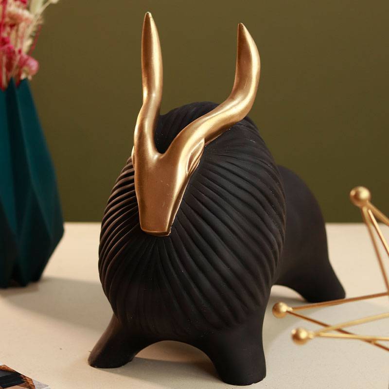 Horned Zen Yak sculpture-Black