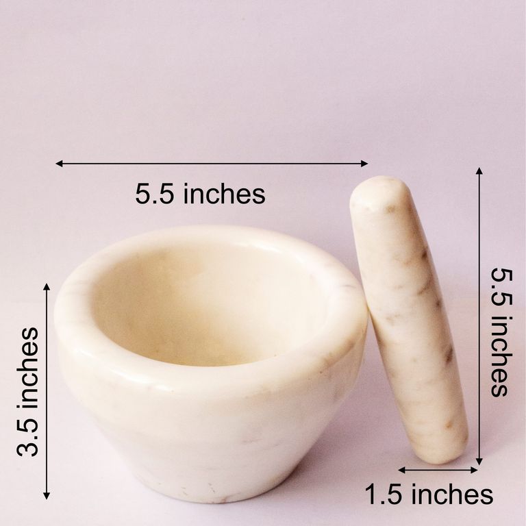 Masala Pot Mortar and Pestle | Byora Homes | White | White Indian Marble