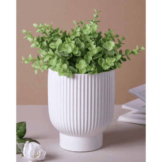 White Ribbed Vase