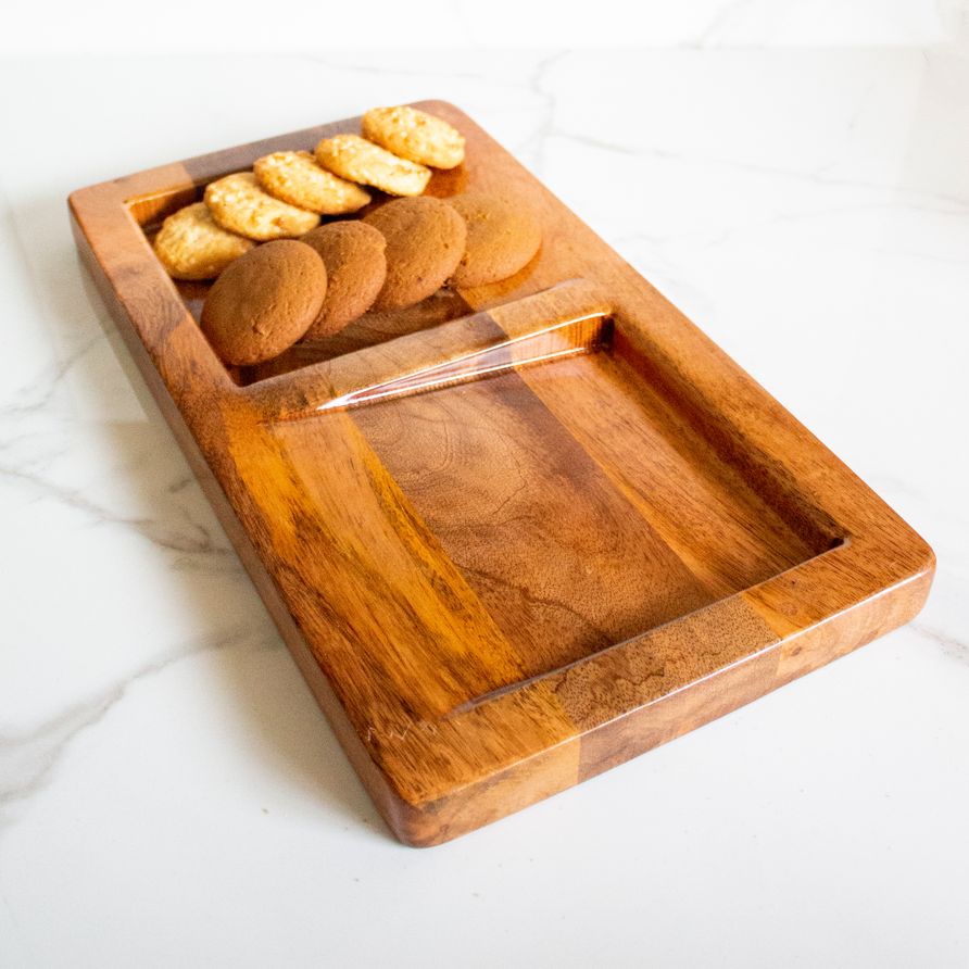 Oblique Mango wood Platter | Byora Homes | Brown | Mango Wood