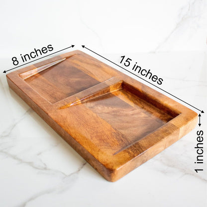 Oblique Mango wood Platter | Byora Homes | Brown | Mango Wood