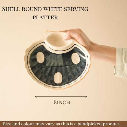 Shell round white serving platter