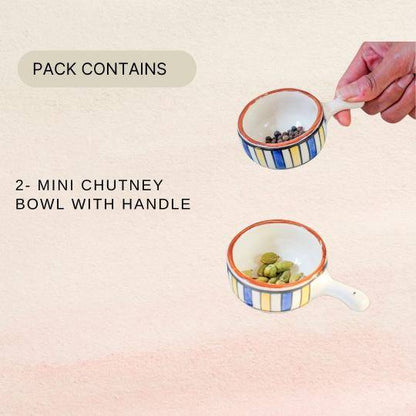 Mini chutney bowl set of 2 with handle