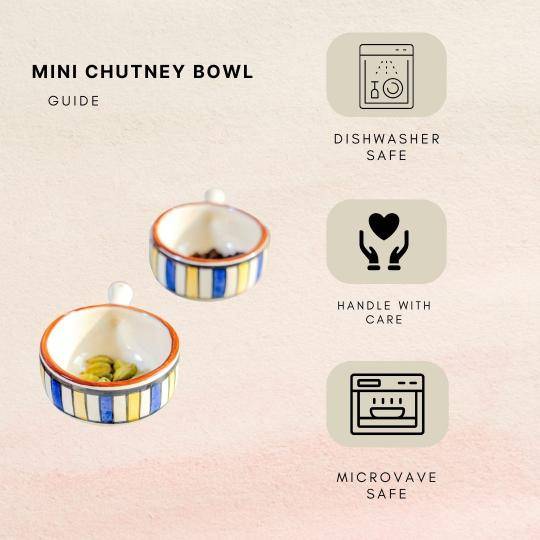 Mini chutney bowl set of 2 with handle