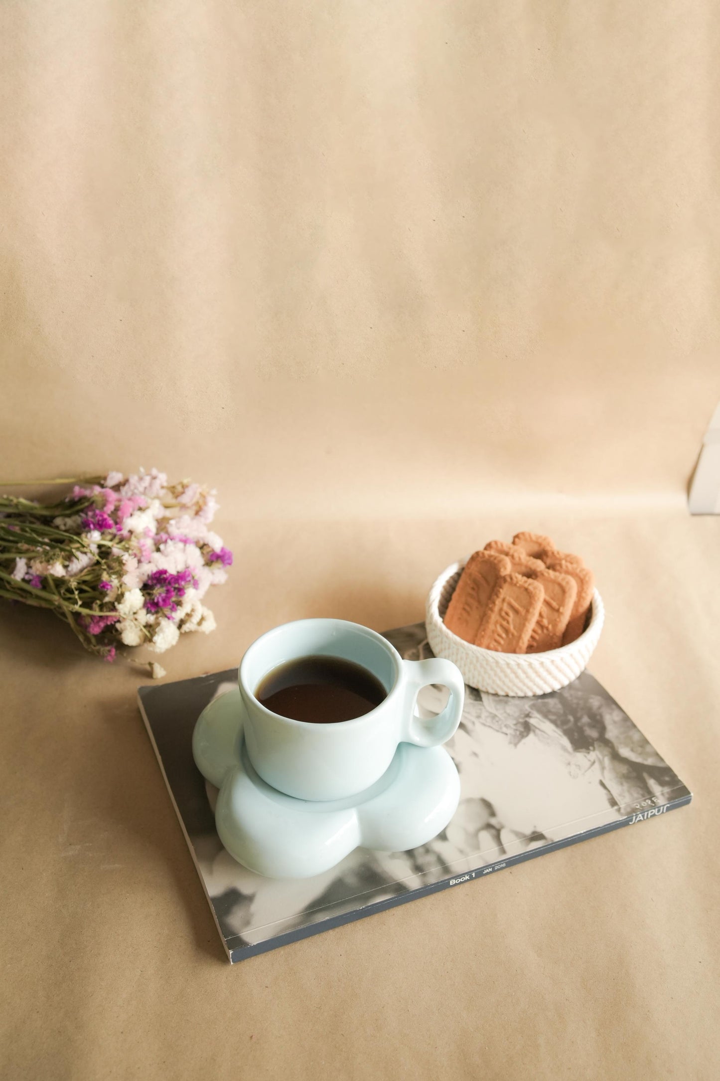 Blue Handmade floral Espresso Cup saucer set