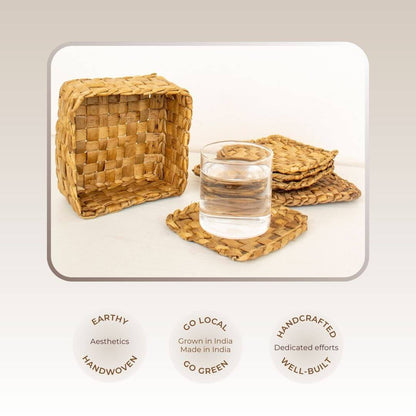 Sq. Weave Coasters | Byora Homes | Brown | Water Hyacinth