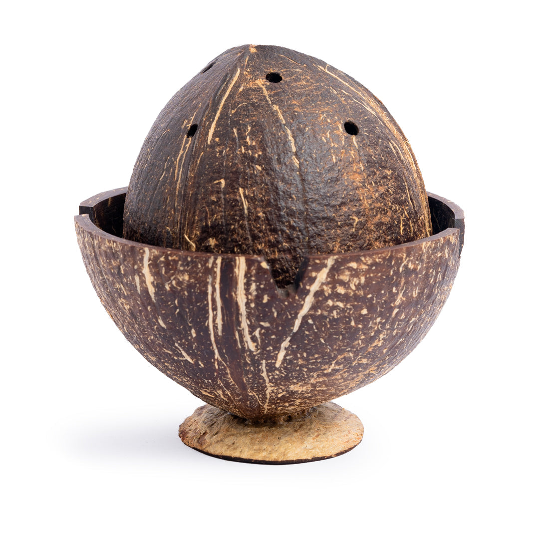 Thenga Coconut Shell Dhoop Batti Stand | Wooden Incense Holder (Set of 1)